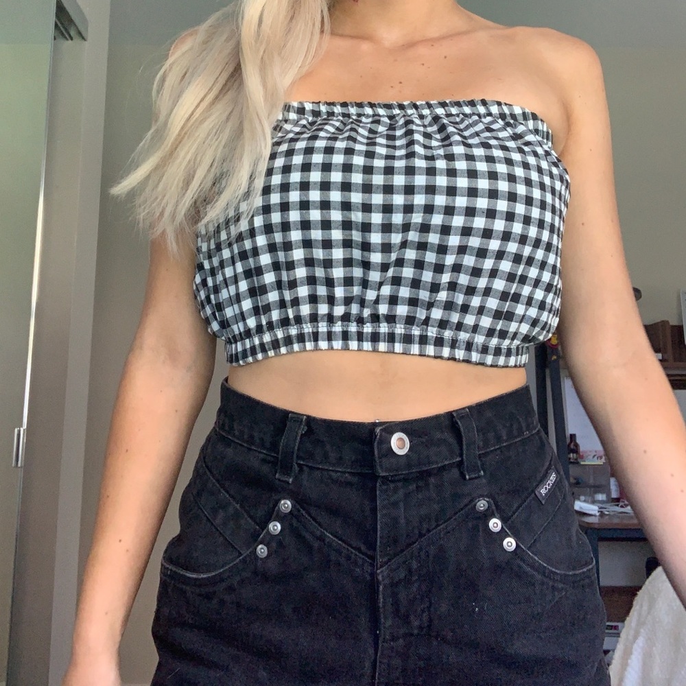 Gingham Scrunchy Tube Top